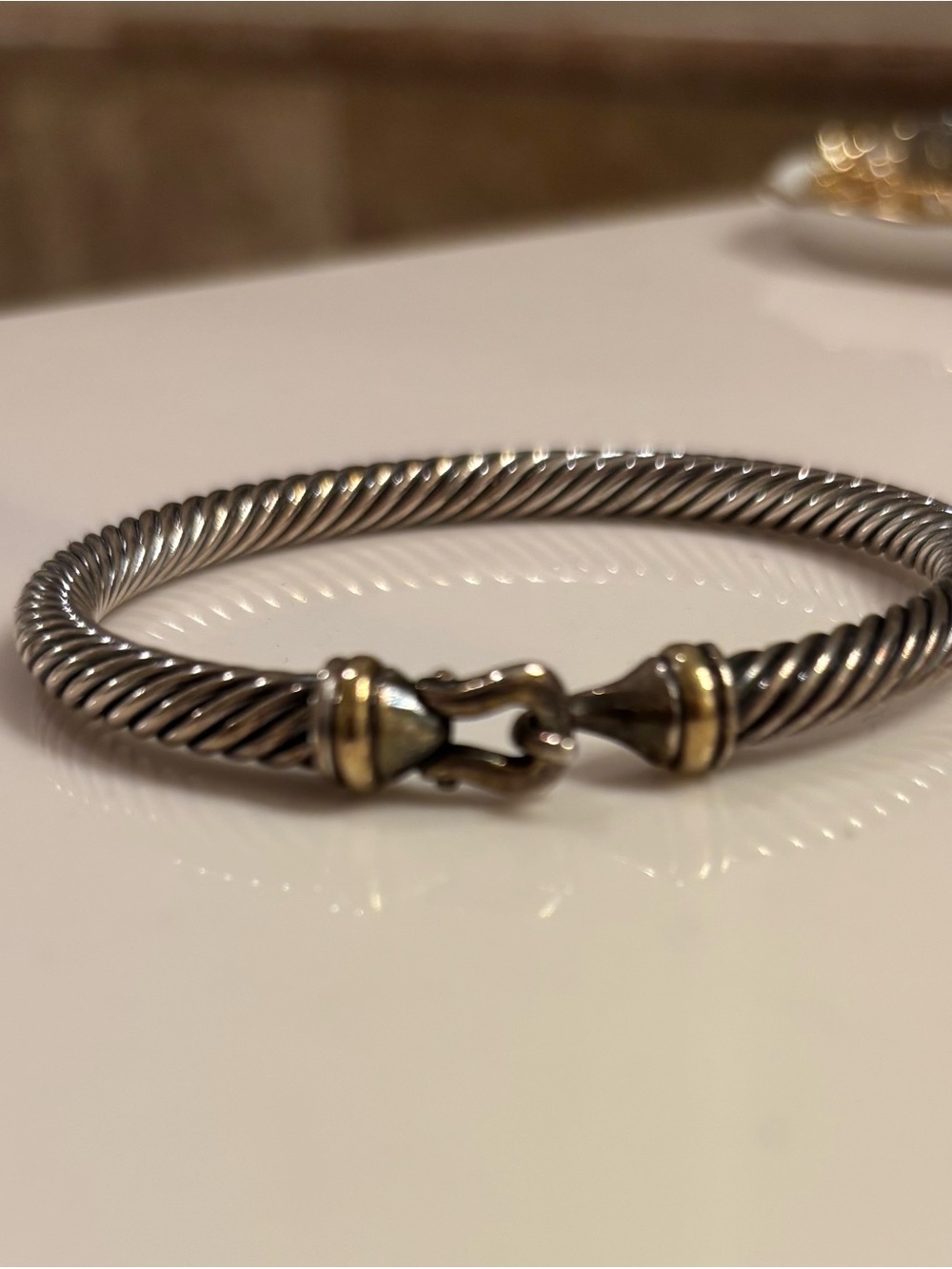 David Yurman Two-Tone Cable Bracelet in Silver & Gold Accents - Picture 5 of 7